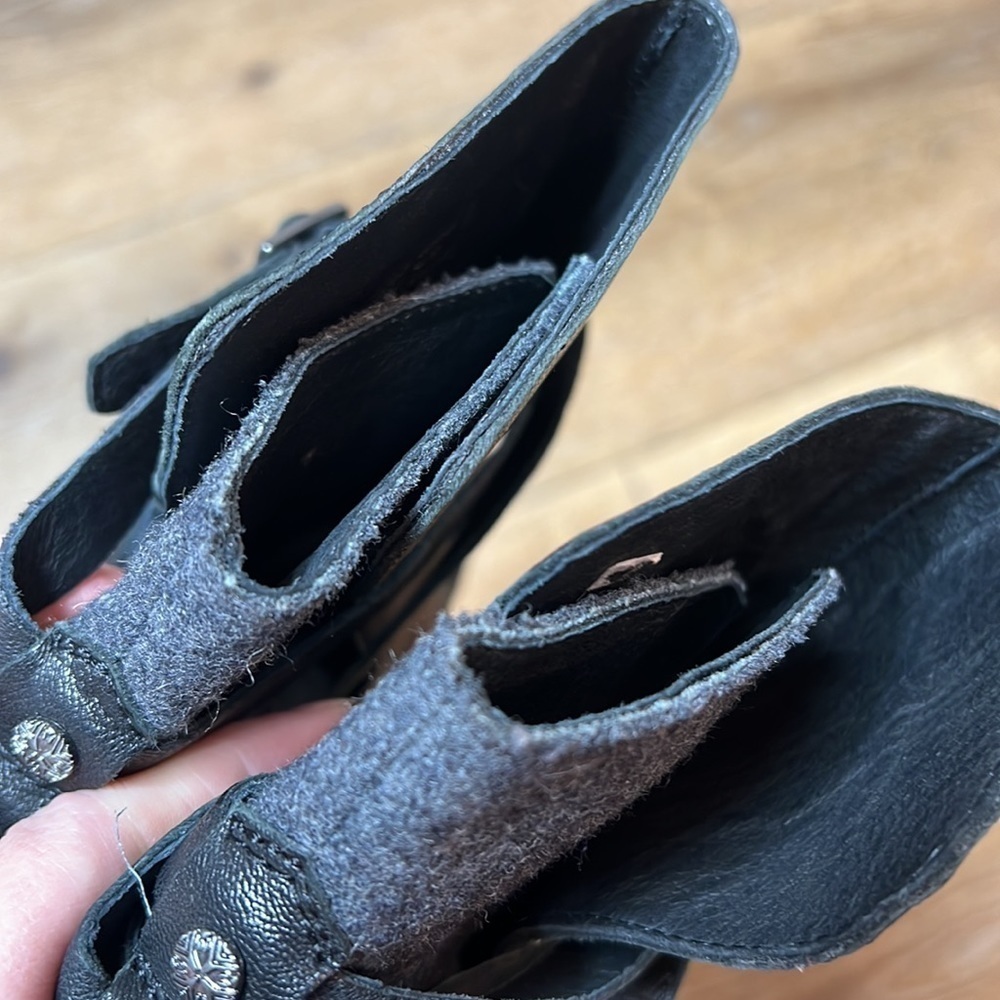 Cynthia Vincent Hue Black Leather & Gray Wool Booties Size 9 - Picture 10 of 11